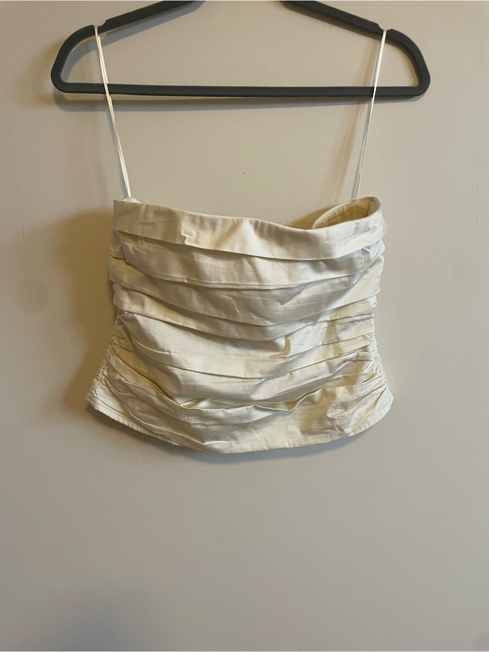Mango MNG Cream Ruched Corset Strapless  Cami Top | Size L